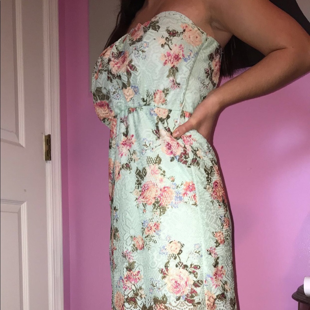 Strapless Floral Sun Dress